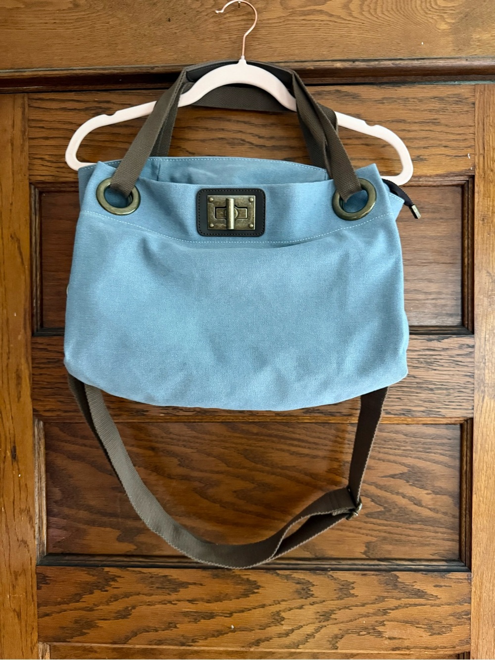 ZEDE Paris Pont-des-Arts Water Repellent Canvas Crossbody Bag Utility Bleu Gris